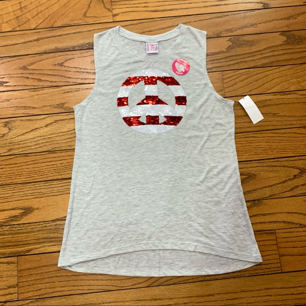 Reversible Sequin Patriotic Peace Sign Tank 4th of July🇺🇸🇺🇸🇺🇸 - Picture 2 of 9